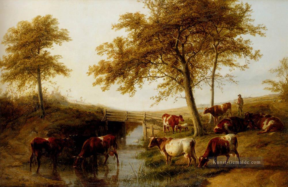 Cattle Resting von einem Bach Bauernhof Tiere Thomas Sidney Cooper Ölgemälde